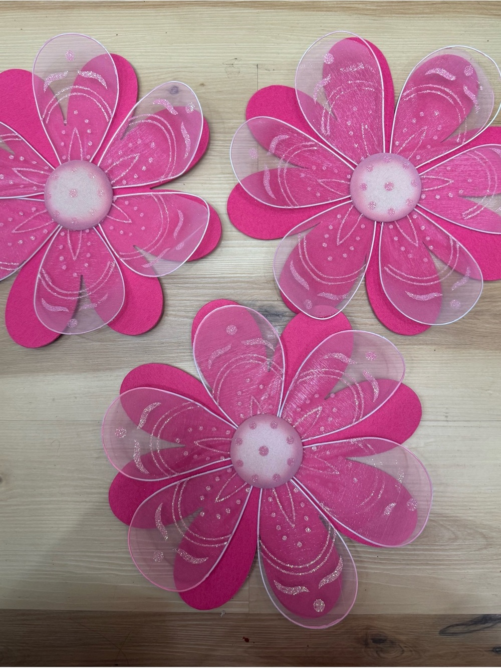 Pink Floral  Wall Decorations - Set of 3